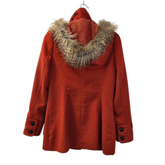Venus Textured Toggle Accent Hooded Jacket with Faux Fur Trim Size Small - Picture 2 of 8
